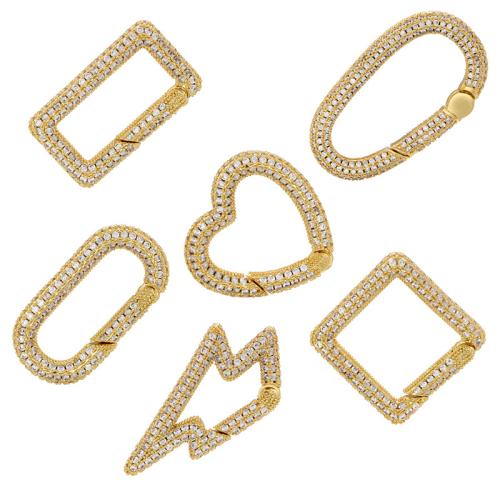 Brass Snap Clasp plated DIY & micro pave cubic zirconia Sold By PC