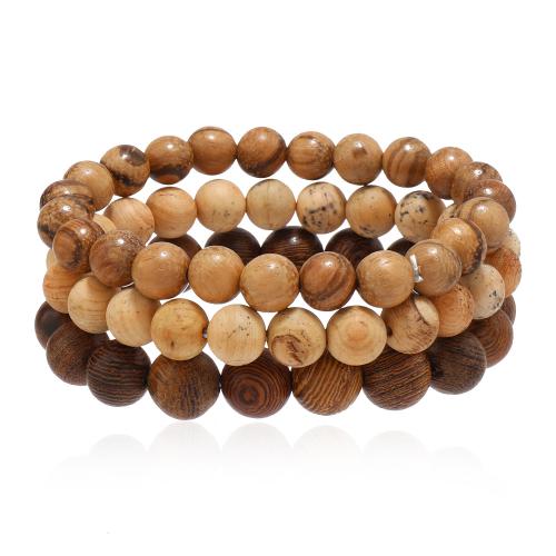 Wood Bracelets with Elastic Thread handmade three pieces & fashion jewelry & Unisex Sold By Set