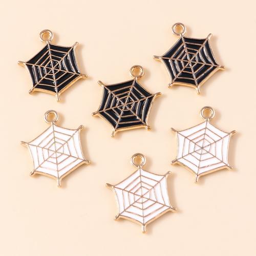 Zinc Alloy Enamel Pendants Spider Web plated Halloween Design & DIY Sold By Bag