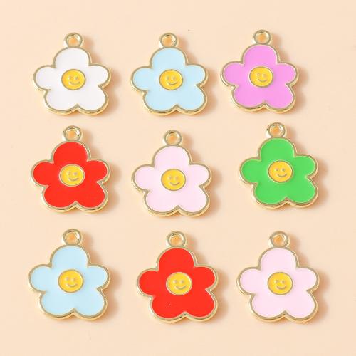 Zinc Alloy Enamel Pendants Flower plated DIY Sold By Bag