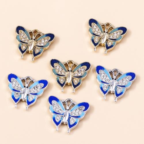 Zinc Alloy Rhinestone Pendants Butterfly plated DIY & enamel & with rhinestone Sold By Bag