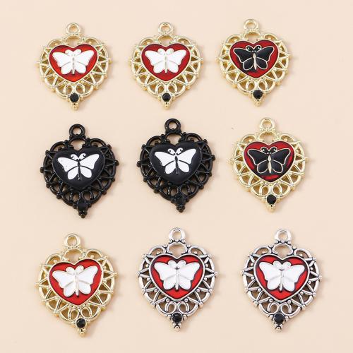 Zinc Alloy émail Pendants, alliage de zinc, coeur, Placage, DIY, plus de couleurs à choisir, 10PC/sac, Vendu par sac