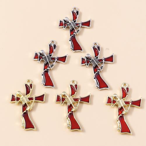 Zinc Alloy Enamel Pendants Cross plated DIY Sold By Bag