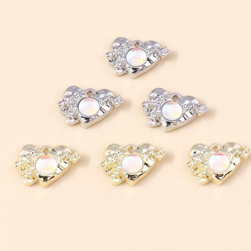 Zinc Alloy Heart Pendants with Gemstone plated DIY Sold By Bag