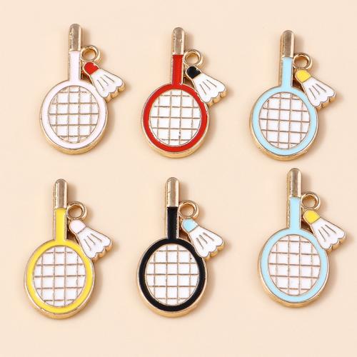 Zinc Alloy Enamel Pendants Badminton Racket plated DIY Sold By Bag