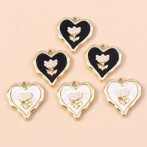 Zinc Alloy Enamel Pendants Heart plated DIY Sold By Bag