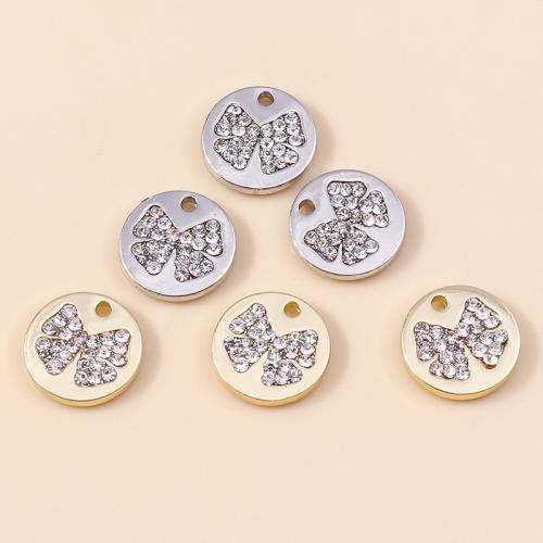 Zinc Alloy Rhinestone Pendants Round plated DIY & with rhinestone Sold By Bag