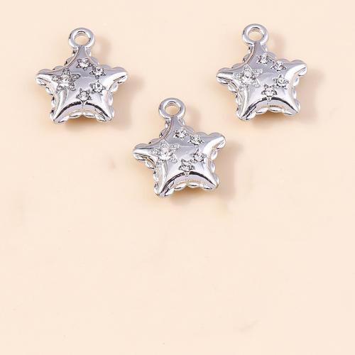 Zinc Alloy Rhinestone Pendants Star plated DIY & with rhinestone Sold By Bag