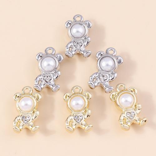 Zinc Alloy Rhinestone Pendants with Plastic Pearl Astronaut plated DIY & with rhinestone Sold By Bag