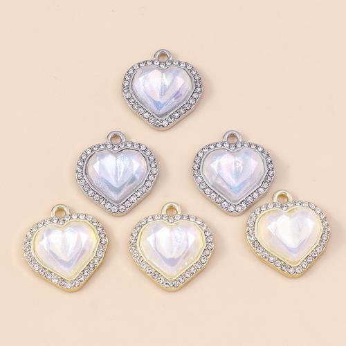 Zinc Alloy Rhinestone Pendants with Cubic Zirconia Heart plated DIY & with rhinestone Sold By Bag