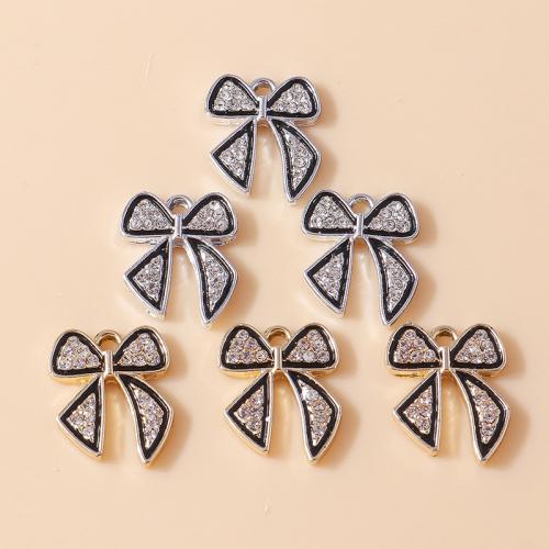 Zinc Alloy Enamel Pendants Bowknot plated DIY & with rhinestone Sold By Bag