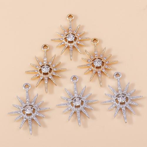 Zinc Alloy Rhinestone Pendants Sun plated DIY & with rhinestone Sold By Bag