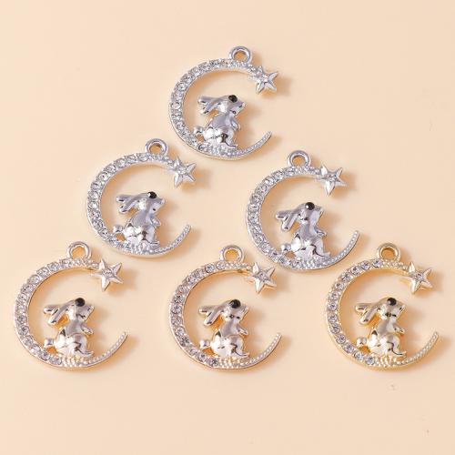 Zinc alliage strass Pendants, alliage de zinc, lapin, Placage, DIY & avec strass, plus de couleurs à choisir, 10PC/sac, Vendu par sac