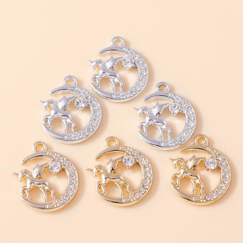 Zinc Alloy Rhinestone Pendants Unicorn plated DIY & with rhinestone Sold By Bag