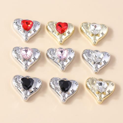 Zinc Alloy Rhinestone Pendants with Cubic Zirconia Heart plated DIY & with rhinestone Sold By Bag