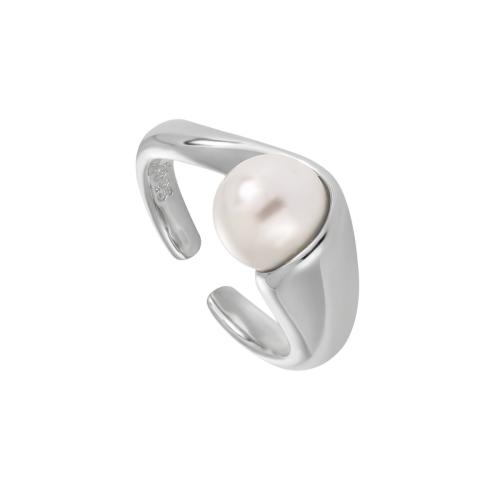 925 sidabro Cuff Finger Ring, su Shell Pearl, reguliuojamas & moters, daugiau spalvų pasirinkimas, Dydis:7.5, Pardavė PC