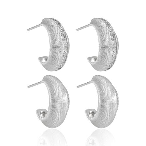 925er Sterling Silber Ohrstecker, verschiedene Stile für Wahl & gebürstet & für Frau & mit Strass & stumpfmatt, earring length 10-18mm, verkauft von Paar