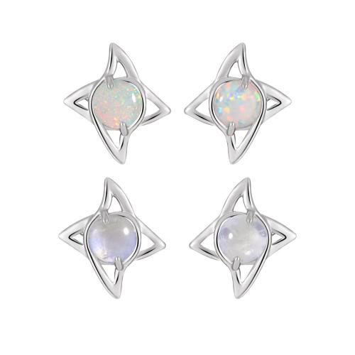 925 Sterling Silver Stud Earring platinum plated & for woman & hollow 13.20mm Sold By Pair