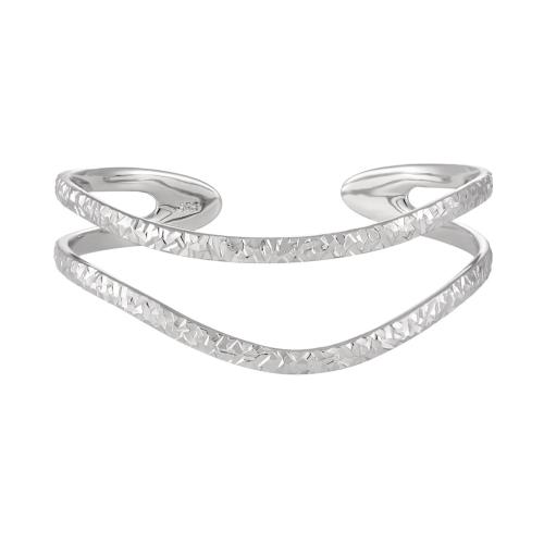 925 ezüst Cuff Bangle, platinával bevont, Kétrétegű & virág vágott & a nő & üreges, Belső átmérő:Kb 60mm, Által értékesített PC