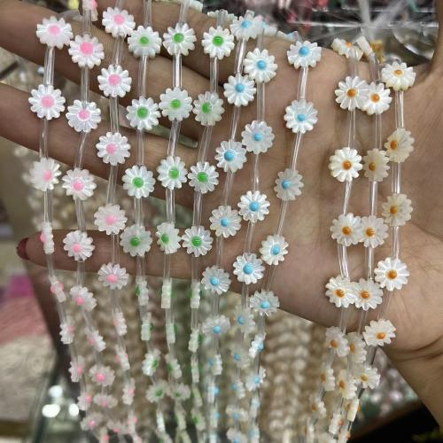 White Lip Shell Beads Flower DIY & enamel Sold By PC