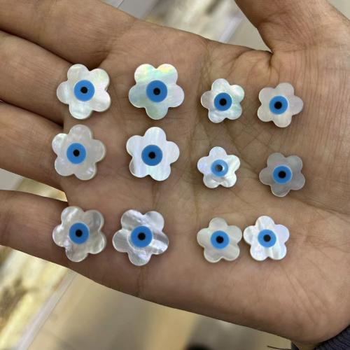 Fashion Evil Eye Jewelry Beads White Lip Shell Flower DIY & enamel Sold By PC