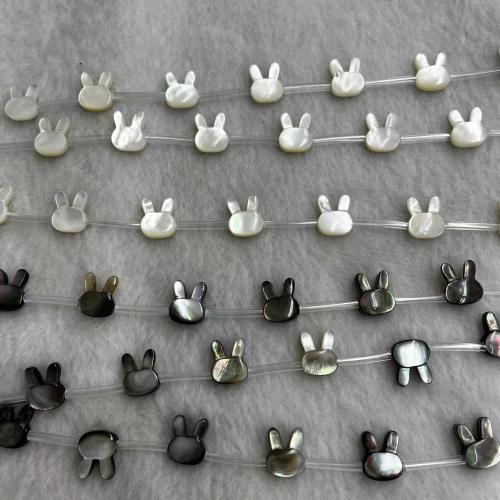 Natural Seashell Beads White Lip Shell with Black Shell Rabbit DIY Sold By PC