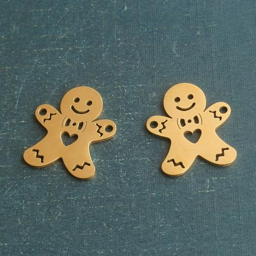 Stainless Steel Connector 304 Stainless Steel Gingerbread Man Vacuum Ion Plating DIY & 1/1 loop Sold By Bag