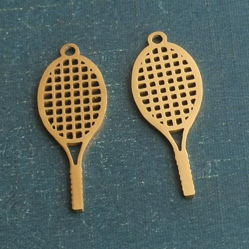 Rustfrit stål smykker Vedhæng, 304 rustfrit stål, Tennis Racket, du kan DIY, flere farver til valg, 10x26x1.20mm, 10pc'er/Bag, Solgt af Bag