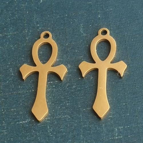 Stainless Steel Cross Pendants 304 Stainless Steel Vacuum Ion Plating DIY Sold By Bag