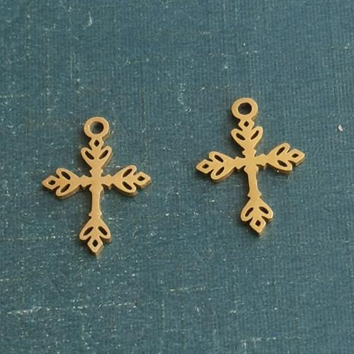 Stainless Steel Cross Pendants 304 Stainless Steel Vacuum Ion Plating DIY Sold By Bag