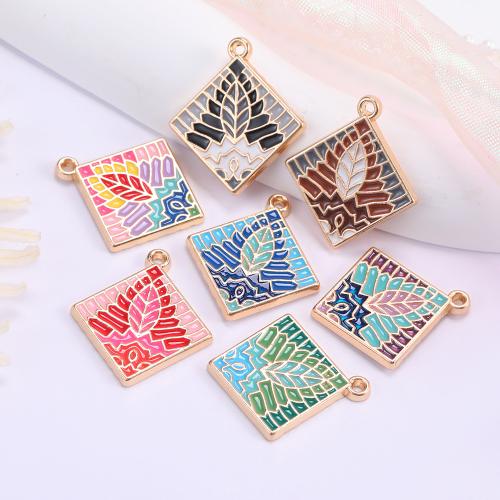 Zinc Alloy Enamel Pendants Square gold color plated DIY nickel lead & cadmium free Sold By Bag