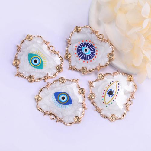 Evil Eye Pendler, Zinc Alloy, Heart, guldfarve belagt, du kan DIY & emalje, flere farver til valg, nikkel, bly & cadmium fri, 49x47mm, 10pc'er/Bag, Solgt af Bag