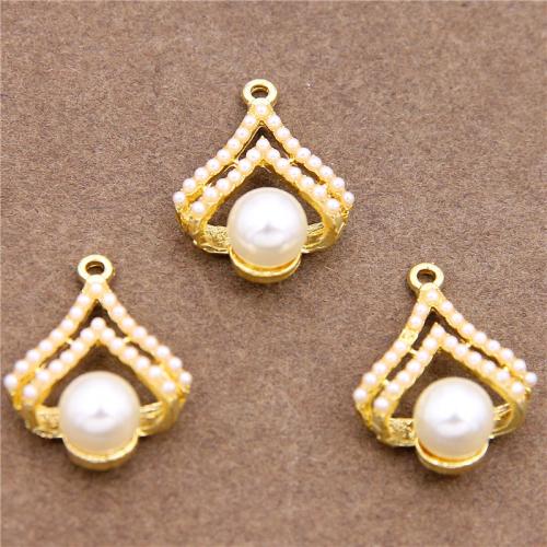 Zinc Alloy Rhinestone Pendants with Plastic Pearl plated DIY & with rhinestone nickel lead & cadmium free Sold By Bag