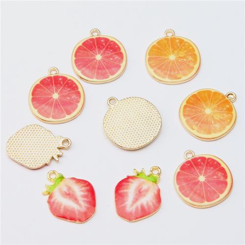 Zinc Alloy Enamel Pendants Fruit gold color plated DIY nickel lead & cadmium free Sold By Bag