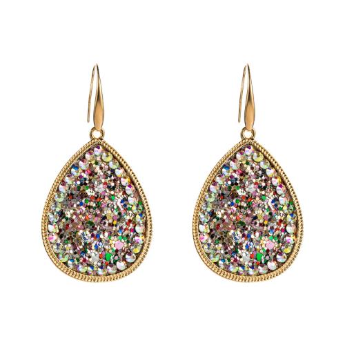 Earring Jewelry PU Leather with Sequins & Zinc Alloy fashion jewelry & for woman & with rhinestone Sold By Pair