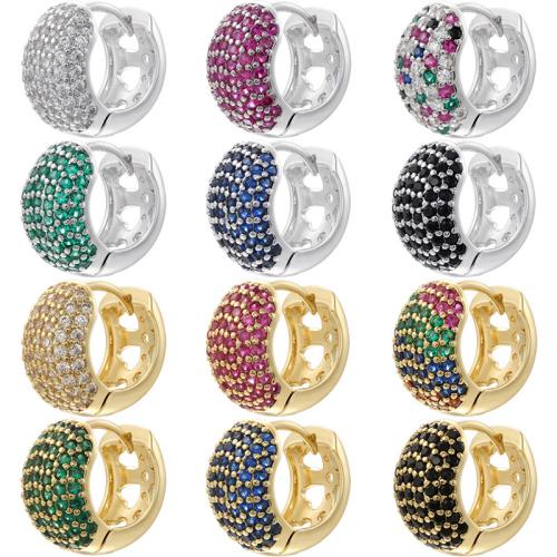 Cubic Zirconia Micro Pave Latão Brinco, cobre, banhado, joias de moda & micro pavimento em zircônia cúbica & para mulher, Mais cores pare escolha, vendido por par