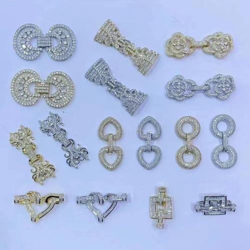 Brass Fold Over Clasp plated DIY & micro pave cubic zirconia Sold By PC