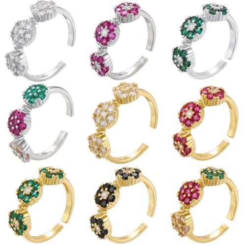 Kubieke Circonia Micro Pave Brass Ring, Messing, plated, mode sieraden & micro pave zirconia & voor vrouw, meer kleuren voor de keuze, Verkocht door PC