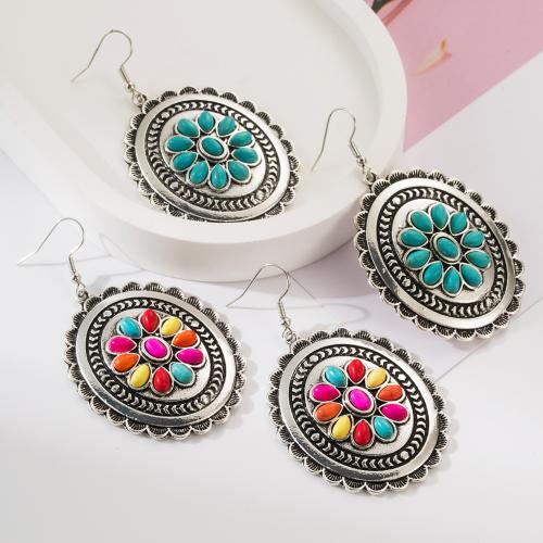 Boucle d'oreille turquoise, alliage de zinc, avec turquoise, bijoux de mode & styles différents pour le choix & pour femme, plus de couleurs à choisir, Vendu par paire