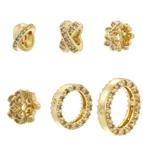 Cubic Zirconia Micro Pave Brass Beads plated DIY & micro pave cubic zirconia Sold By PC