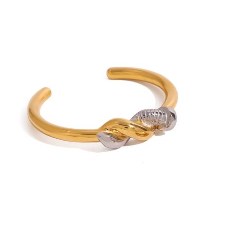 304 Stainless Steel Cuff Bangle 18K gold plated fashion jewelry & for woman & two tone Sold By PC