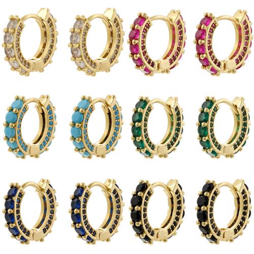 Cubic Zirconia Micro Pave Latão Brinco, cobre, cromado de cor dourada, materiais diferentes para a escolha & micro pavimento em zircônia cúbica & para mulher, Mais cores pare escolha, vendido por par