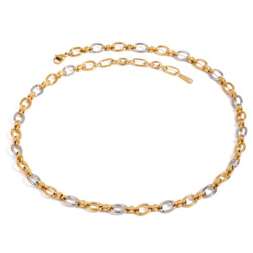 Stainless Steel Chain Necklace 304 Stainless Steel plated & for woman & two tone Sold By PC