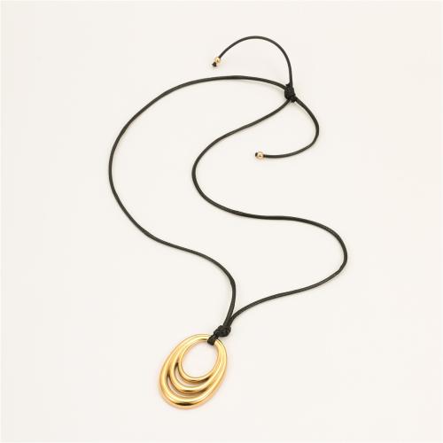 Stainless Steel Jewelry Necklace 304 Stainless Steel with Wax Cord 18K gold plated fashion jewelry & for woman & hollow Length 66 cm Sold By PC