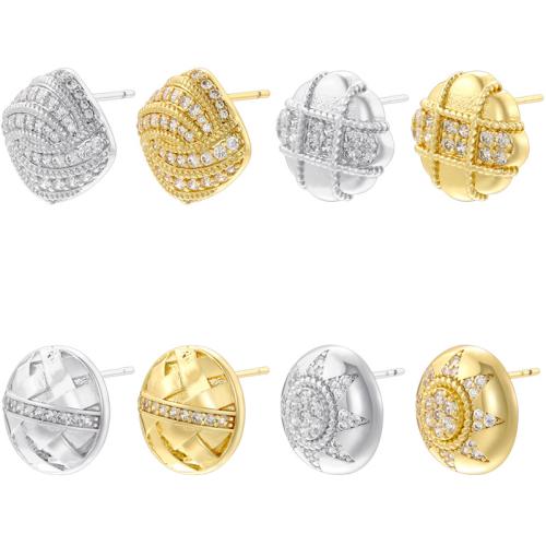 Cubic Zirconia Micro Pave Latão Brinco, cobre, banhado, Vario tipos a sua escolha & micro pavimento em zircônia cúbica & para mulher, Mais cores pare escolha, vendido por par