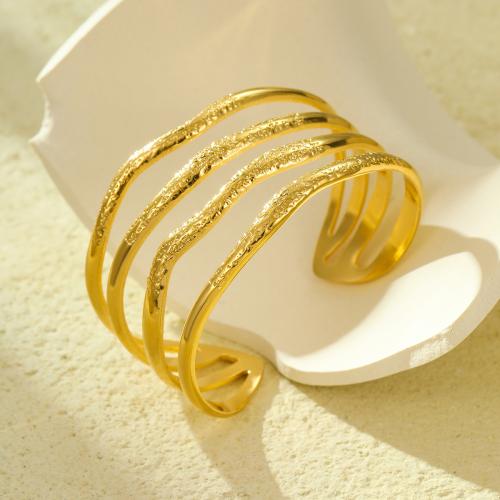 304 rozsdamentes acél Cuff Bangle, 18K aranyozott, divat ékszerek & különböző stílusokat a választás & a nő, Által értékesített PC