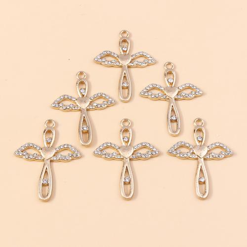 Zinc Alloy Cross Pendants plated DIY & with rhinestone Sold By Bag