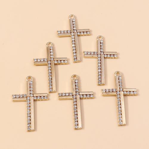 Zinc Alloy Cross Pendants plated DIY & with rhinestone Sold By Bag