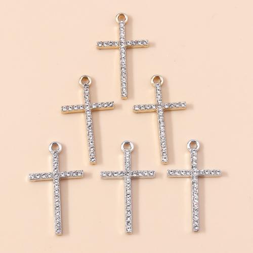 Zinklegering Cross Hangers, Zinc Alloy, Oversteken, plated, DIY & met strass, meer kleuren voor de keuze, 10pC's/Bag, Verkocht door Bag