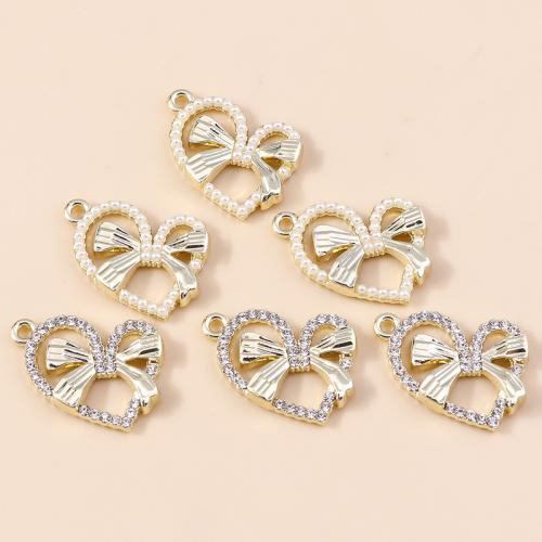 Zinc Alloy Heart Pendants with Plastic Pearl plated DIY Sold By Bag